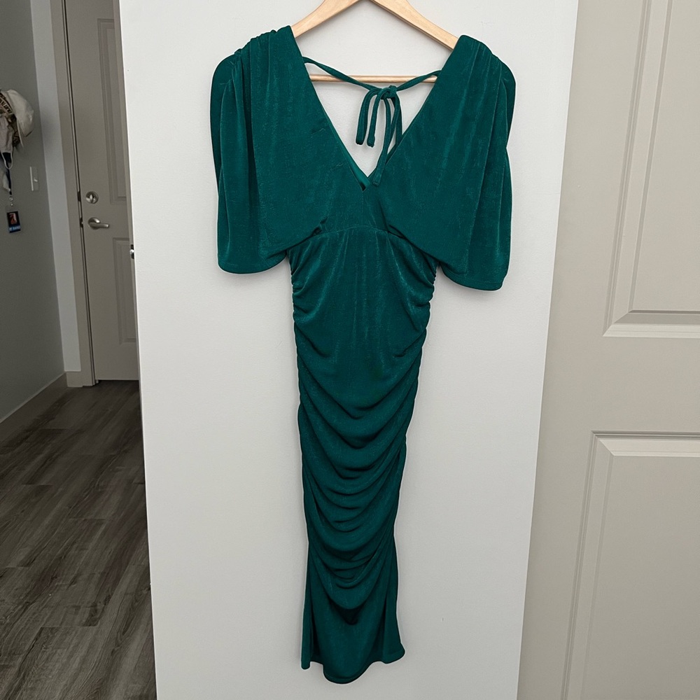 Green velvet boutique dress